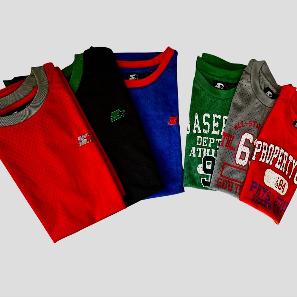 Boys Starter Brand, Assorted Athletic Graphic T-Shirts - Red, Black, Green, Gray